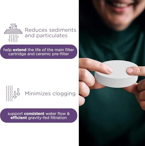 Micro Sponge Filter Replacement 1362 for Nikken Aqua Pour 1360, Durable Porous Washable Prefilter Sponge for Gravity Water Filter System, Traps Sediment & Extends Cartridge Life of Hard Water Filters