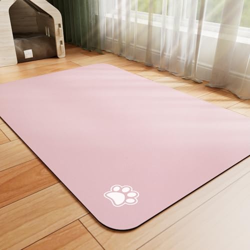 HotLive Dog Food Mat - Absorbent Cat Mat for Food and Water, No Stains Pet Feeding Bowl Mat, Easy to Clean Pet Placemats, Quick Dry Dog Water Dispenser Mat for Messy Drinkers | Paw Pink 12"x 19" - color: Paw Pink, size: 12"x19"