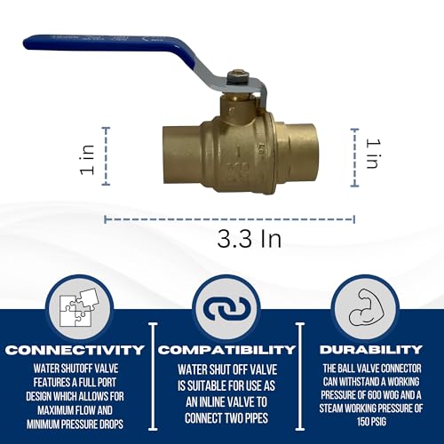 XFITTING 1 Inch Sweat Ball Valve, 10 Pieces - size: 1" Sweat