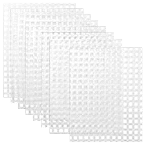 Caydo 8 Pieces 7 Count Plastic Canvas Sheets, Plastic Mesh Sheet for Cross Stitch, Making Aquarium Dividers, Knit Crochet Projects, 10.5 x 13.5 Inch - color: Clear White - 8pcs