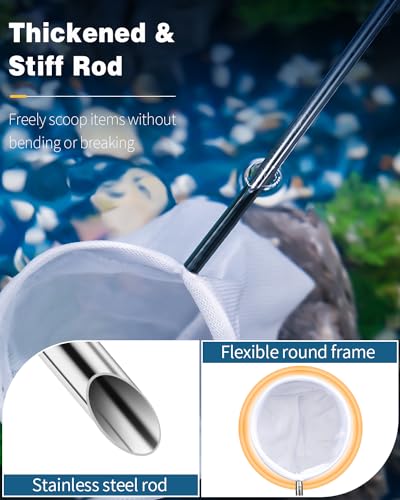 Pawfly Aquarium Shrimp Net - 3 Inch Tiny Fish Tank Net With Extendable Stainless Steel Handle, Soft Round Fine Mesh for Baby Fish, Food Residue, and Debris Skimming in Tanks & Small Ponds - color: Black Round, size: 3 Inch