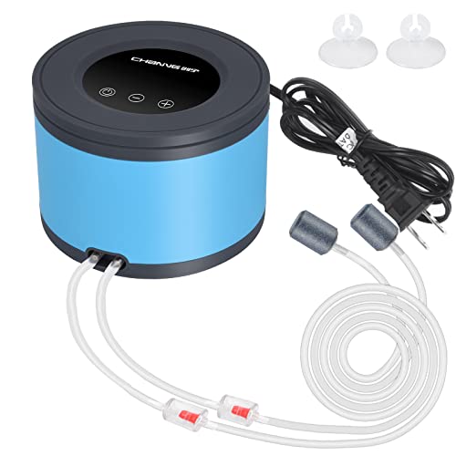 Persuper Aquarium Air Pump Dual Outlets, Super Quite Fish Tank Air Pump 20-600 Gallons, 5W 110V Adjustable High Output Silent Oxygen Aerator Pump with Air Stone Airline Tubing Check Valve Accessories - style: Pump 5W with Valves
