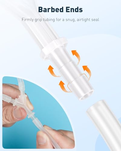 Pawfly 8 Pcs Aquarium Airline Tubing Connectors, 3/16" Airline Y Connector Splitter for Air Pump Tubing, 3 Way Hose Connectors, Plastic Barbed Hose Fittings for Fish Tank - color: 1 Kind(8 Pack)