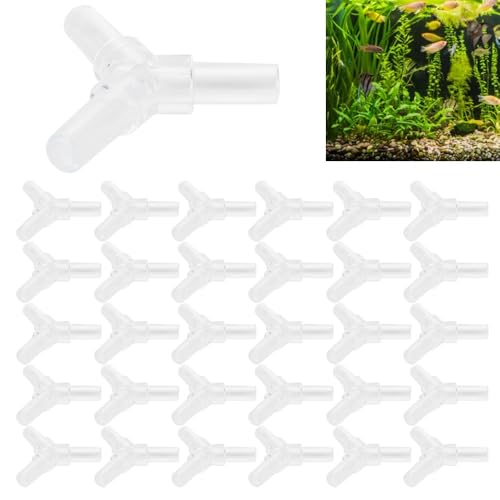 30Pcs 4mm Transparent PVC Air Tubing Splitter Kit - L Shape 3 Way 4 Way Connector for Aquarium Air Pump Accessories(3 Way Adapter) - style: 3 Way Adapter