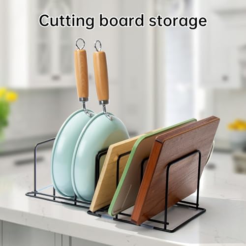 Cutting Board Organizer, Adjustable Pot and Pan Organizer Rack, Kitchen Cabinet Holder for Cutting Board,Baking Tray, Cookie Sheet, Bakeware Organizer for Countertop