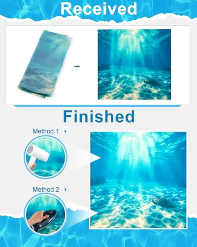 4 Pack Aquarium Background Polyester 11.8 x 11.8 Inch Cloth Fish Tank Background Undersea Corals Sunshines Rock Aquatic Plants Wallpaper with Double-Sided Tape - size: 11.8 x 11.8 Inch