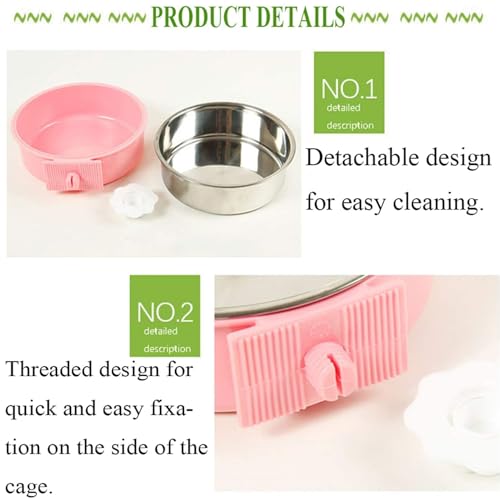 kathson Crate Dog Bowl, Removable Stainless Steel Hanging Pet Cage Bowl Food & Water Feeder Coop Cup for Cat, Puppy, Birds, Rats, Guinea Pigs (6 PCS, Size: L, 2×Blue,2×Green,2×Pink) - color: Size: Large (2×Blue, 2×Green, 2×Pink), size: 6 PCS