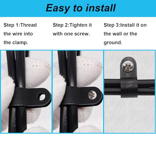 TWTADE 222PCS Black Cable Clamps Assortment Kit,Nylon Plastic R-Type 6 Sizes 3/16'' 1/4'' 3/8'' 1/2'' 3/4'' 1'' Cable Mounting Wire Clips Fastener with Screws for Wire Management - color: Black-222PCS