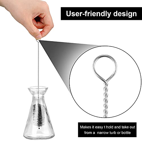 Reusable Straw Cleaning Brushes Bottle Test Tube Long Straw Cleaning Brush Nylon Washing Tool Reusable Bottle Brush in Different Size(White-Black,16 Pieces)