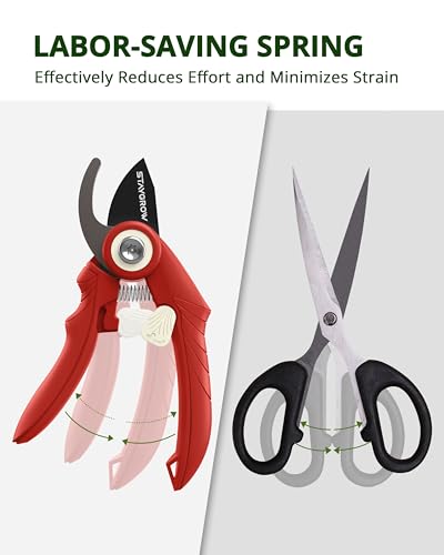 Pruning Shears - 6.9" Professional Garden Shears with SK5 Stainless Steel Sharp Blades, Garden Clippers with Comfortable Grip Hands and Safety Lock, Gardening Tools for Men Women - Red - style: 6.9" Bypass Red