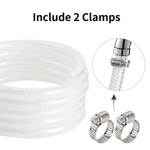 5/8’’ ID × 7/8’’ OD - 10 ft Clear Braided Hose Plastic Vinyl Tubing, High Pressure Flexible Reinforced PVC Tube for Transfer Water Air Oil, BPA Free & Non-Toxic - size: 5/8'' I.D., style: 10 FT