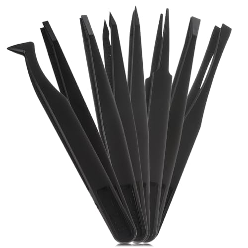 TIESOME 8 PCS Venus Fly Trap Feeding Tweezers, 8 Styles Black Straight and Curved Tweezers Set Carnivorous Plant Feeding Tongs for Flytraps Pitcher Plants Butterwort Reptile Feeding