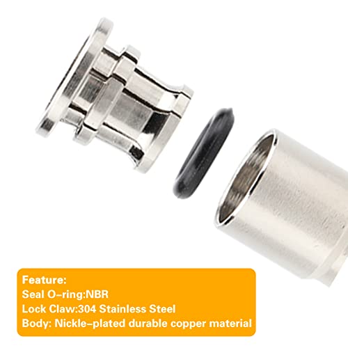 CEKER 8mm Push Tee Union Fitting, Nickel Plated Brass, Quick Connect, 2 Pack - size: 8 mm, style: TEE