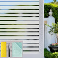 Niviy Window Film Striped Window Decal Non-Adhesive Privacy Film, Vinyl Glass Film Window Tint for Home Kitchen and Office (17.7" x 118") - color: Wide Stripe, size: 17.7'' x 118''