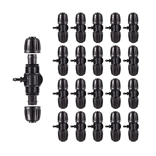 Barbed Tee ，Barb Stone 1/2 inch to 1/4 inch Irrigation Tube Anti-Drop Premium Quality Fitting (1/2" ID x 0.60’‘-0.63" OD) -20 PCS Tee - size: 1/2 inch to 1/4 inch Barbed Tee