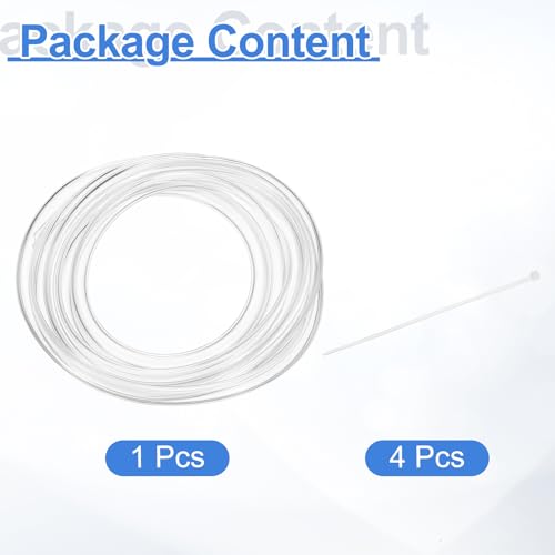 uxcell Flexible PVC Tubing, 6mm ID x 9mm OD - 6.6 Feet Long Clear Vinyl Water Pipe, Lightweight Plastic Hose Water Pipe with Zip Ties for Aquaponics, Air Hose, Irrigation - size: 6mm ID x 9mm OD