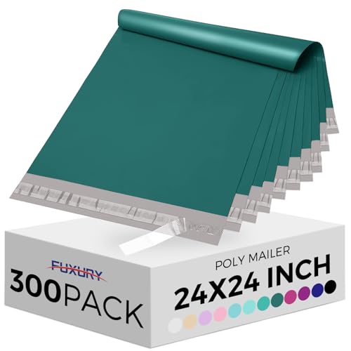 Fuxury 300 Pcs Large Poly Mailers 24x24 Inch, Bulk Shipping Bags for Clothing, Strong Adhesive Shipping Envelopes for Small Business Suppliers,Waterproof Mailers Poly Bags Mailing Envelopes, Green - color: Forest Green, size: 24x24" 300pcs