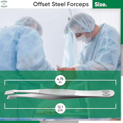Stainless Steel Forceps with Offset Flat-Tips - Perfect for handling of membranes (4.75 in.) - style: Offset