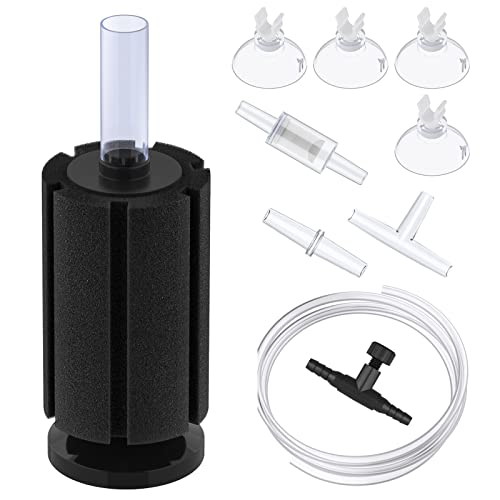 Pawfly Aquarium Bio Sponge Filter Small Fish Foam Filter with Airline Tubing Suction Cups Check Valve Connectors and Control Valve for Fish Tanks up to 20 Gallons