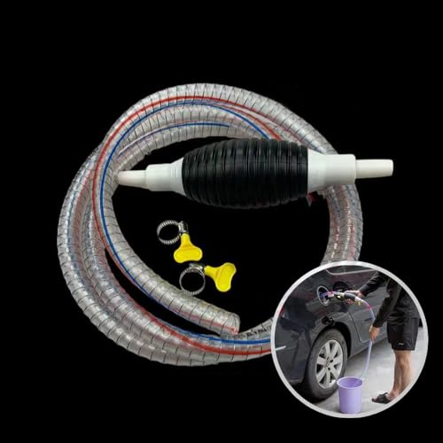 Multifunction Siphon Hand Pump, High Flow Siphon Hand Pump Portable Manual Fuel Transfer Pump for Gas Gasoline Petrol Diesel Oil Liquid Water Fish Tank with 2M Syphon Steel Hose