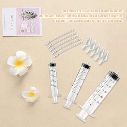 Baby Bird Feeding Syringe Set, Pet Parrot Milk Feeding Syringe with Tubes, Parrot Feeding Tubes Measuring Tools for Feeding Pets Scientific Industrial Labs… (10ml+20ml+60ml) - color: 10ml+20ml+60ml