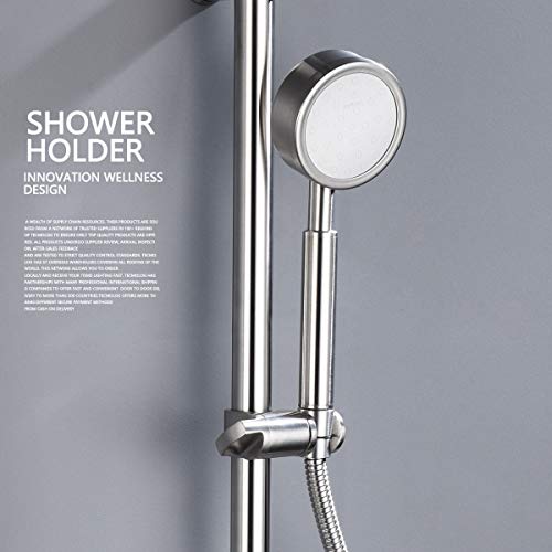 Tecmolog Adjustable Shower Head Holder for 25 mm Slide Bar, Stainless Steel Shower Bar Slider Holder Replacement Part Brushed Nickel, ST35 - color: Brushed Nickel