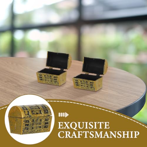 Gadpiparty 10pcs Mini Treasure Chest, Treasure Chest Party Favors, Vintage Jewelry Storage Decorative Mini Box Ornaments Party Centerpiece Favors Desktop Aquarium Decor