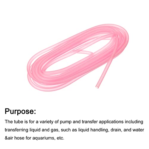 uxcell Aquarium Airline Tubing Hose 5/32" ID 15/64" OD 1Pcs 13.12 Ft Silicone Flexible Airline Tubing for Fish Tank, Terrariums, and Hydroponics, Pink - color: Pink