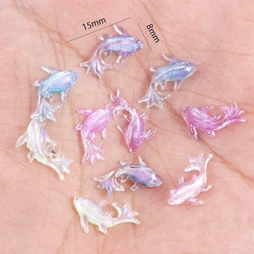 200Pcs Multicolour Cute Mini Shiny Miniature Resin Goldfish Figurines, DIY Terrarium Crafts Ornament Accessories, Mini Gardens Decor, Fairy Garden Accessories Ornament, Garden Sculptures and Statues