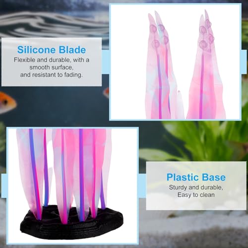 Aquarium Decoration, 7" Plastic Fish Tank Plants Artificial Silicone Glowing Kelp Aquarium Plants Ornament, (Pink, 1 Pcs), Intended for Tall Fish Tank Decor/Landscaping - color: Pink, size: 7"