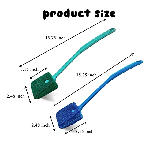 Aquarium Cleaning Brush - 2 PCS Fish Tank Cleaning Brush Double-Sided Sponge Brush Long Handle Fish Tank Scrubber for Aquariums and Home