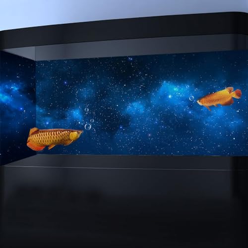 30X12IN Starry Aquarium Background, Art Starry Fish Tank Decorations Background, with 8 EVA Double-Sided Tape - color: Star, size: 30X12in/75X30cm