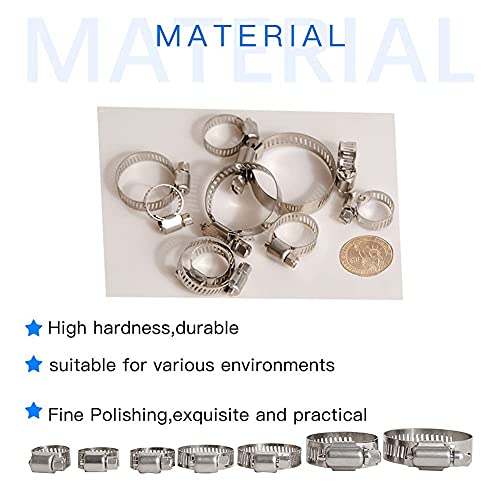 Quickun 10Pcs 7" Stainless Steel Hose Clamp Worm Gear Clamps Adjustable 6.8"-7.8"(175-197mm) Range, Fuel Line Clamp for Water Pipe, Hose Clips, Automative and Mechanical Application - size: 6.80"-7.80"