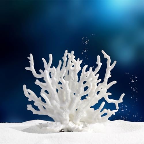 Artificial Coral Aquarium Ornament - PVC Fish Tank Decor for Aquascaping (5.9x5.12x2.17 Inch) - White - color: White