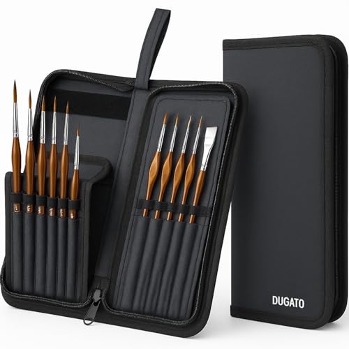 DUGATO Short Paint Brush Holder & Organizer 5.4x10.7 Inches, Black Canvas Bag for Brushes up to 9.3" Length, Case with 15 Slots, Artist Brush Carrying Case (Brush Not Included) - color: Black, size: Medium 5.4x10.7 inches