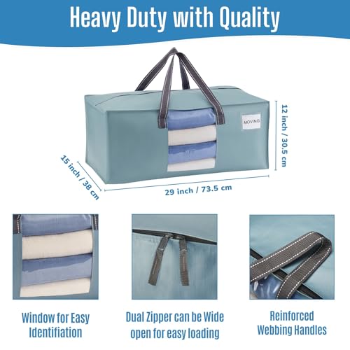 VENO 10 Pack Heavy Duty Moving Bags, Packing Bags with Clear Window, Alternative to Moving Boxes, Storage Bins for Clothes, Blankets, Comforters, College Dorm Essentials (Light Blue Matte,10 Pack) - color: Light Blue Matte, size: 10 Pack