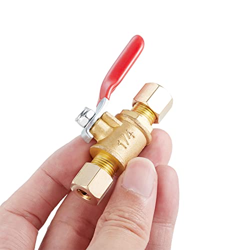 Brass Ball Valve Shut Off Switch, Tubing Fitting Straight Coupling Adapter 2pcs (1/4" Compression x 1/4" Compression) - size: 1/4" Compression x 1/4" Compression