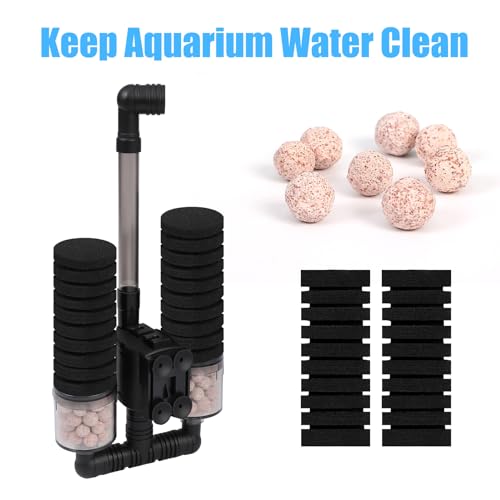 AQUANEAT Aquarium Electric Sponge Filter for Fish Tank, with Pump, with 2 Extra Sponges, Large up to 55Gal - size: Large