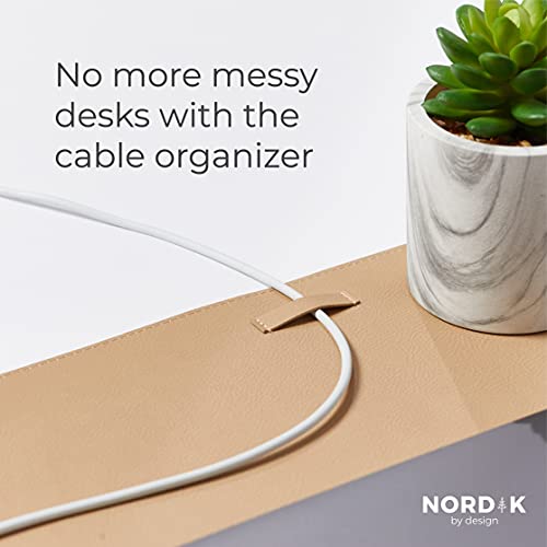 Nordik Leather Desk Mat Cable Organiser (Champagne Beige 89 X 43 cm) Premium Extended Mouse Mat for Home Office Accessories - Non-Slip Vegan Leather Desk Pad Protector & Desk Blotter Pad - color: Champagne Beige