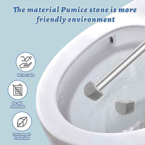 YINGMORE Pumice Stone Toilet Bowl Cleaner Toilet Deep Cleaning,Bathroom Cleaner Brush with Long Handle for Remove Hard Water Stains with Toilet Handle+ Pumice Stones - style: 1 Toilet Handle+7 Pumice
