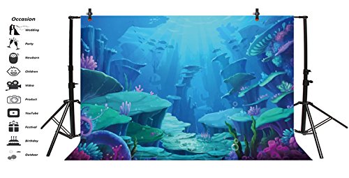 Little Mermaid Photography Backdrops - Photo Background - Yeele 9x6ft Ocean Mermaid Princess Backdrop Picture Birthday Party Banner Decor Photo Studio Booth Backdrop Baby Shower Photocall Y2WH01454