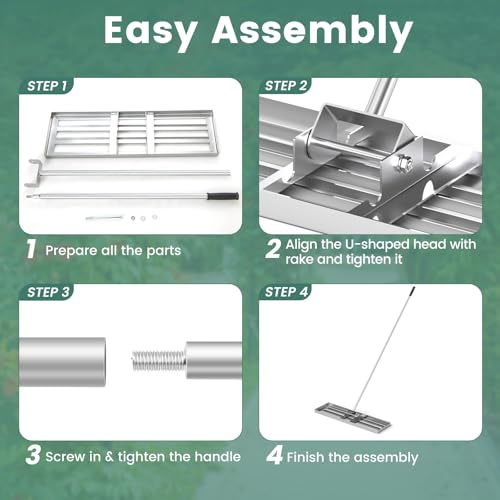 Goplus Lawn Leveling Rake, 36" x 10" Heavy Duty Level Lawn Tool w/ Ergonomic Handle for Soil, Effort-Saving Landscape Rake for Garden, Backyard, Golf Course, Farm, Pasture, Silver - style: 36" x 10", Silver