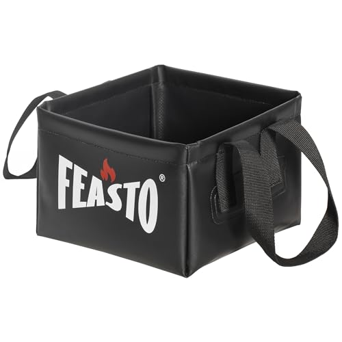 Feasto Collapsible Water Bucket for Grill Brush Cleaning & Soaking, Foldable Square Dunk Tank for Steam Grills, Multi-Use Indoor & Outdoor (Bucket Only, No Brush Included), Black