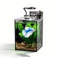 Fish Tank Kit,1.2 Gallon Small Aquarium,Ultra-Clear Nano Aquarium,Betta Fish Tank,Small Fish Tank,Aquarium Starter kit with Light,Filter,Pine Skin Stone,Sand and Artificial Plants - size: 5.9"L x 5.9"W x 7.87"H