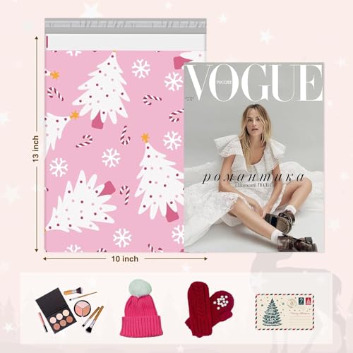 Metronic Poly Mailers 10x13 100pc, Small Shipping Bags for Clothes, Self- Seal Shipping Envelopes for Small Business,Waterproof Mailers Poly Bags Packaging Bags for Holiday Xmas, Pink Christmas Tree - color: Christmas Tree, size: 10x13 100pc