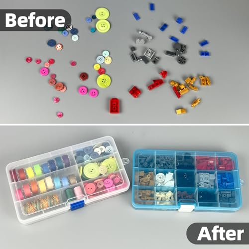 DUOFIRE Plastic Organizer Container Storage Box Adjustable Divider Removable Compartments for Jewelry Beads Earring Container Tool Fishing Hook Small Accessories (15 grids, White 8 Pack) - color: White - 15 Grids, size: 8 pack
