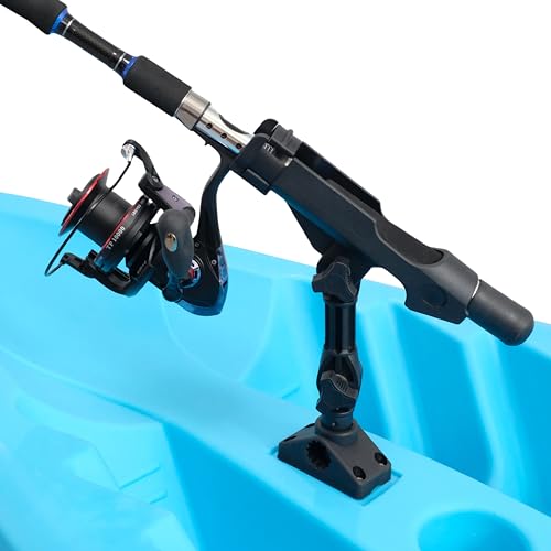 2 Pack Baitcaster/Spinning Rod Holder with Side Deck Mount - color: Extender Holder + Mount