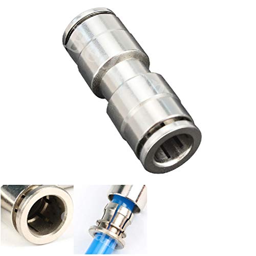Beduan Push to Connect Fitting 3/8" OD Nickel-Plated Copper Pneumatic Air Fitting Straight Union Tube Connector (Pack of 1) - size: 3/8" OD, style: 1 Piece