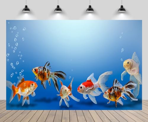 CHNYWORK 178x98 Inches Fish Tank Tapestry Wall Hanging Aquarium Underwater Goldfish Bubbles Blue Background Living Room Bedroom Aesthetic College Dorm Fabrics Wall Hanging Decor - size: 178''x98''