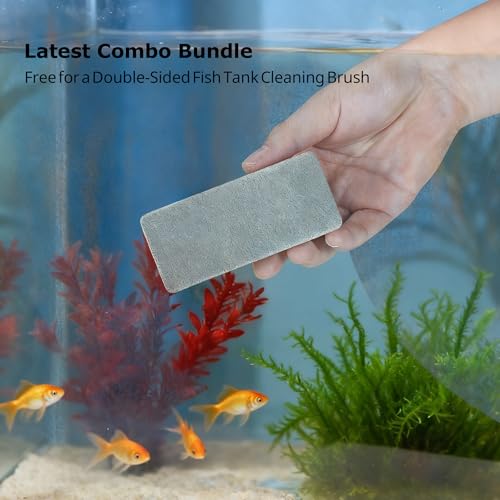 Aquarium Background & Double-Sided Sponge Cleaning Brush, 36x18 Inch Undersea Polyester Cloth Decor for Fish Tank, Blue Ocean Aquatic Themed Decorations Backdrop - size: 36x18in